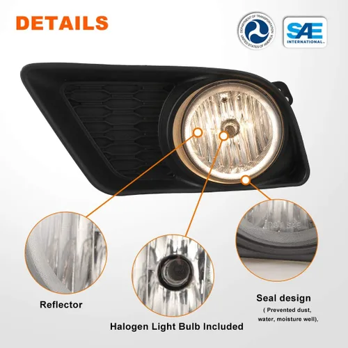 Vista 5 de Nixon Offroad Juego de luces antiniebla para Dodge Charger 2011-2014 con bombilla + cubierta de bisel negra + kit de arnés de cableado + interruptor