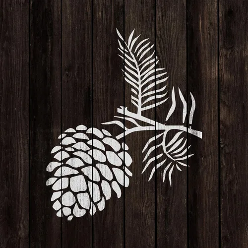 Vista 4 de Plantilla de cono de pino - Diseño de árbol, arte, plantillas