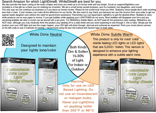 Vista 6 de LightDims Hojas de atenuación personalizables (1 hoja) de resistencia media que atenúan del 20 al 40% de la luz, tamaño extra grande 8 x 10