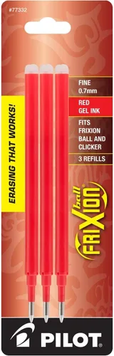 Vista 2 de Pilot Recambios de tinta de gel para bolígrafo de tinta de gel borrable FriXion, punta fina, tinta roja, paquete de 7, 21 repuestos en total