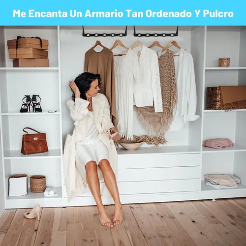 Vista 7 de DUCOO 10 piezas de perchas que ahorran espacio, perchas mágicas de 5 agujeros - Perchero de plástico resistente, organizadores de armario