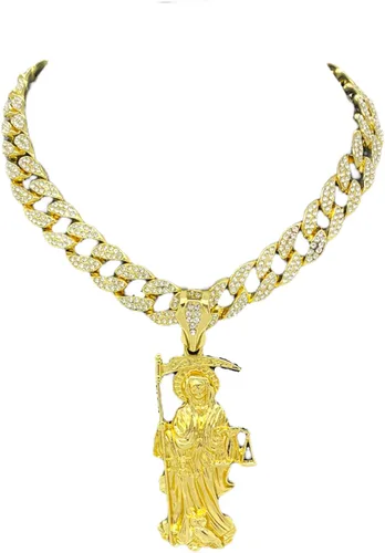 Vista 5 de Shiny Jewelers USA CAJA DE COLGANTE CUBANA CUBANA CUBANA PARA HOMBRE SANTA MUERTE NUESTRA SEÑORA DE LA SANTA MUERTE