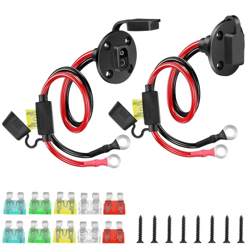 Vista 9 de Linkstyle 2 piezas de enchufe de alimentación SAE de 1 pie 10 AWG puerto de pared lateral a conector de junta tórica, cable de extensión SAE