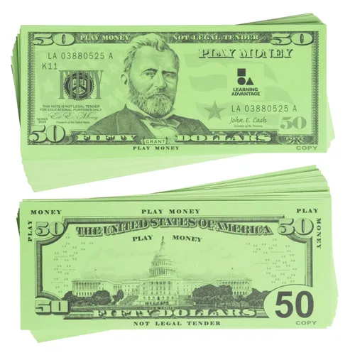 Vista 12 de LEARNING ADVANTAGE Billetes de juego de un dólar Juego de 100 Tamaño como efectivo real Dinero de juego para enseñar moneda y contar