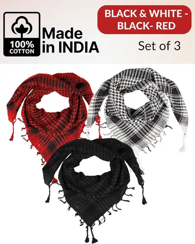 Vista 64 de LOVARZI Shemagh Cottons Arab Keffiyeh - Bufanda militar táctica para cabeza y cuello