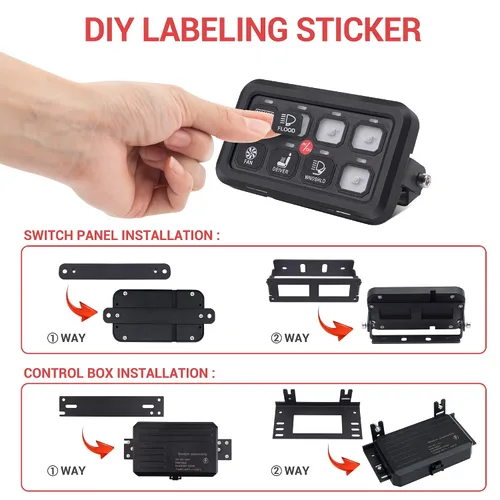 Vista 4 de Panel de interruptor de 8 bandas, caja de panel de control táctil LED azul, caja de interruptor táctil para automóvil, interruptor momentáneo