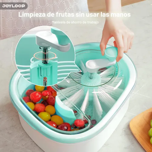 Vista 3 de JOYMOOP Joyloop Lavadora de frutas, limpiador de frutas, ovalada, azul transparente Azul claro