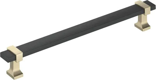 Vista 35 de Amerock Overton - Tirador para gabinete de 96 mm de centro a centro en acabado negro mate cepillado/bronce champán, BP36681BMBCZ