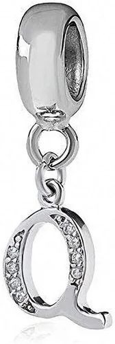 Vista 77 de ABUN Abalorio de plata de ley 925 con letra A a la Z, espaciador de inicial, con circonita cúbica transparete colgante, auténtica, para pulseras