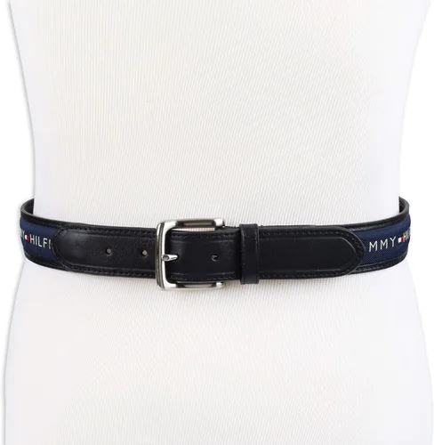 Vista 5 de Tommy Hilfiger - Cinturón de tela con incrustaciones de cinta para hombre, con hebilla de un solo diente