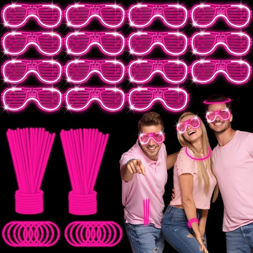 Vista 9 de 115 piezas de suministros de fiesta que brillan en la oscuridad, 100 varillas brillantes de 8 pulgadas a granel, 15 gafas, recuerdos de fiesta