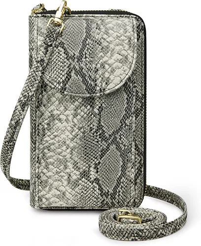 Vista 8 de S-ZONE - Bolso cruzado para mujer, de cuero sintético de PU, con bloqueo RFID, para teléfono celularbilletera