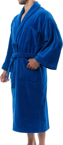 Vista 5 de Alpine Swiss Aiden - Albornoz de velour de algodón y felpa para hombre, para spa, cuello de chal
