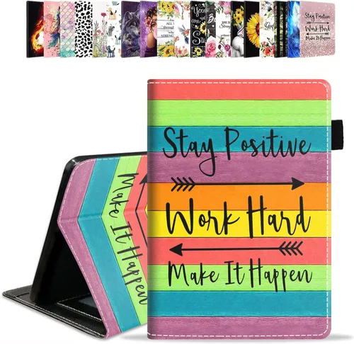 Vista 17 de Funda para tablet Amazon Kindle Fire HD 10 de 10.1" (9ª/7ª generación, versión 2019/2017) – Funda de piel sintética con función de encendido