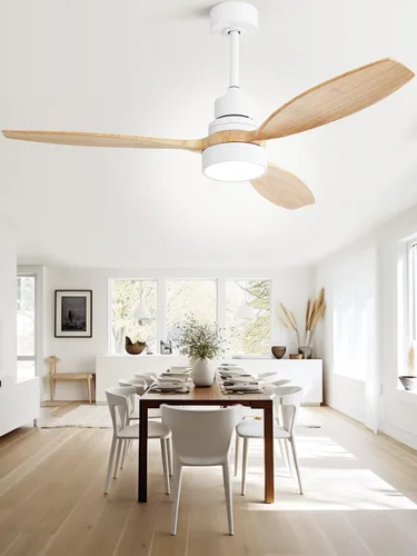 Vista 23 de Sofucor - Ventilador de techo sin luces, de 52 pulgadas, de perfil bajo, montaje empotrado, moderno, de madera, con control remoto, para interiores