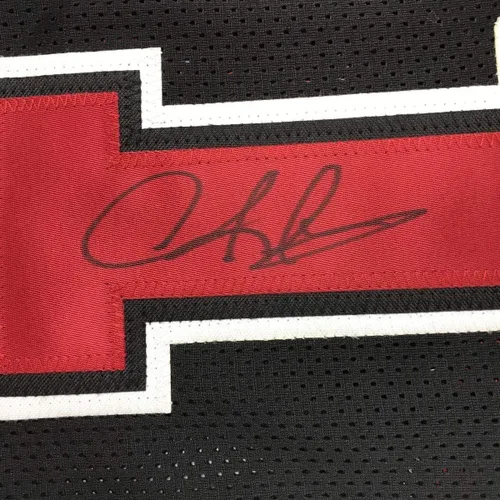 Vista 3 de Camiseta de baloncesto negra de Chicago de Dennis Rodman autografiada/firmada JSA COA