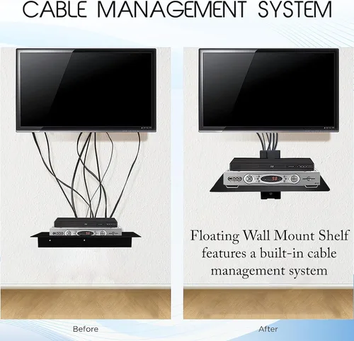 Vista 5 de FEBTECH Estante de pared flotante de metal, soporte resistente para proyectores, reproductores de DVD, consolas de juegos y accesorios de TV
