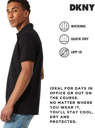 Vista 4 de DKNY Polo para hombre - Polos de manga corta para hombre Polos de algodón para hombre