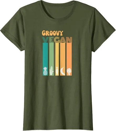 Vista 74 de Groovy Vegan Retro Vintage Cool Veggies 70 80 Flower Power Camiseta, Negro