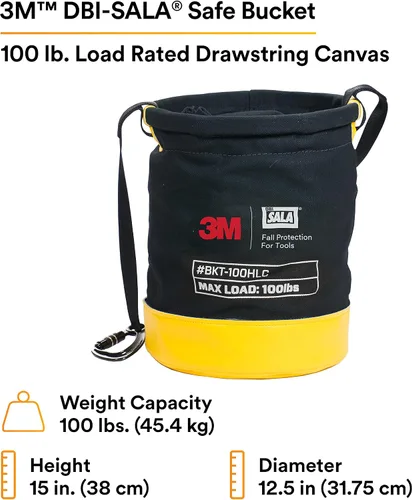 Vista 2 de 3M DBI-SALA - Protección contra caídas para herramientas, 1500133, cubo seguro de lona para control de derrames con 6 puntos de conexión de anillo