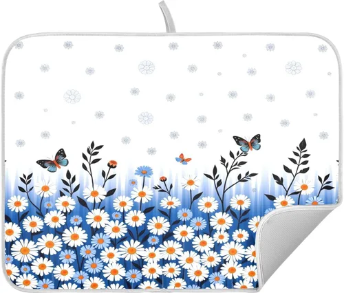 Vista 17 de Tapete de secado de platos de hojas de otoño y girasol, almohadilla absorbente de secado rápido, protector para encimera de cocina, 16 x 18 pulgadas