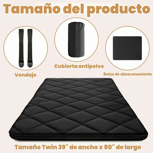 Vista 3 de CypherX - Colchón de futón de 3.9 pulgadas, cama plegable de tatami japonés