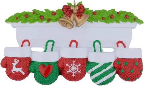 Vista 7 de MAXORA Adorno personalizado para árbol de Navidad de familia de 2 mitones 2023, tradición familiar, recuerdo de Navidad, colección de regalo