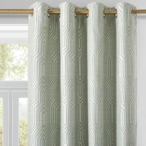 Vista 17 de Cortinas de patrón geométrico jacquard 100% opacas beige y plateado, 42 pulgadas de ancho y 63 pulgadas de largo, 2 paneles con aislamiento térmico