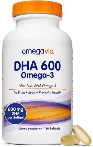 Vista 9 de OmegaVia Prenatal DHA 600mg Suplemento de Omega-3 sin pescado Apoya el desarrollo del cerebro, ojos y sistema nervioso del bebé Seguro