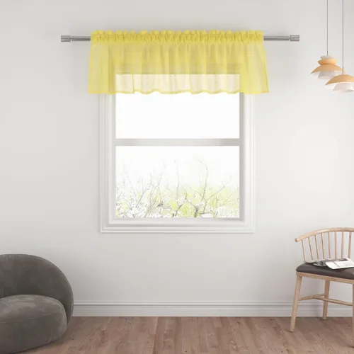 Vista 90 de UPOPO Paneles de Cortina Beige Pequeños Cortinas Transparentes de Gasa de 16 Pulgadas de Largo Cortinas de Cocina de Voile con Textura de Lino