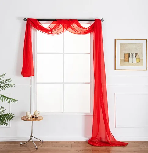Vista 14 de WPM - Bufanda negra para ventana, cenefa extra larga y transparente para ventana, 38 pulgadas de ancho x 216 pulgadas de largo, cenefas de gasa