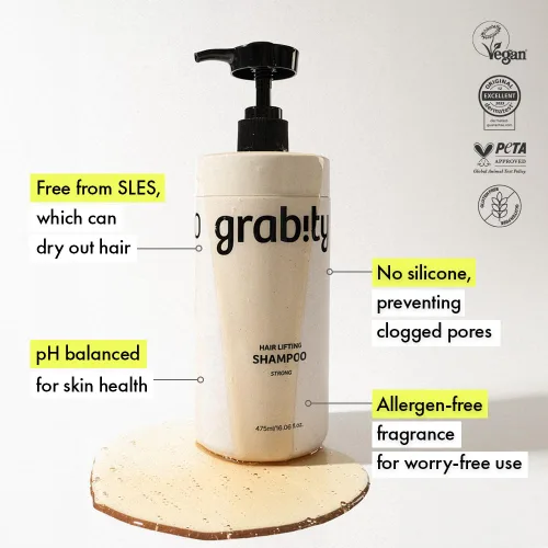 Vista 2 de grabity - Regalo para el Día de la Madre – Champú fortalecedor del cabello, acondicionador de agua voluminizador y estilizador de tiro