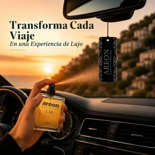 Vista 2 de AREON MCP03 Perfume para Coche 1.7 Fl Oz. (50ml) Botella de Vidrio Ambientador en Aerosol para Coche, Aroma RED Rojo
