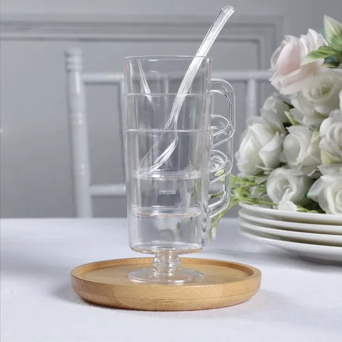 Vista 7 de Tableclothsfactory Paquete de 24 tazas de plástico transparente de 2 onzas con cucharas, tazas desechables de parfait de postre con cucharas