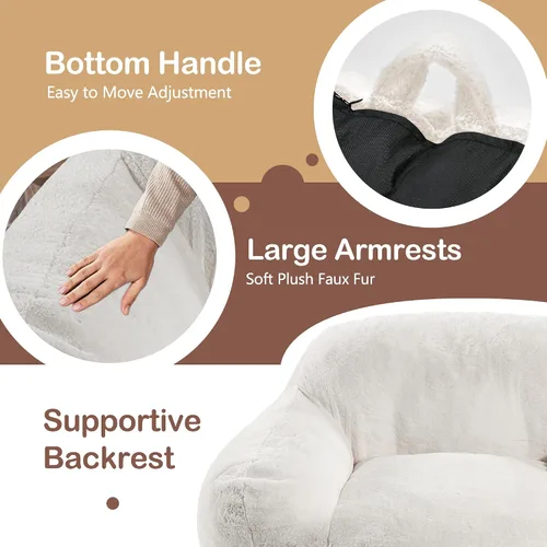 Vista 5 de Puf gigante para adultos, sillas grandes de espuma viscoelástica, sofá puff de gran tamaño con relleno, silla de lectura grande de piel sintética