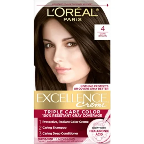 Vista 2 de L'Oreal Paris Excellence - Crema de color de triple protección, marrón oscuro/natural, 4 unidades (paquete de 3)