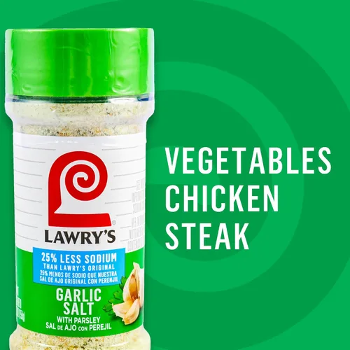 Vista 14 de Lawry's 25% menos de sal de ajo y sodio con perejil, 5.62 oz