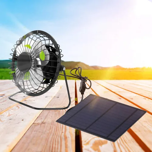 Vista 2 de GOTOTOP Ventilador solar 5W Mini panel solar Ventilador de refrigeración portátil Panel solar fotovoltaico Set para invernadero Pollos Coop Cobertizo