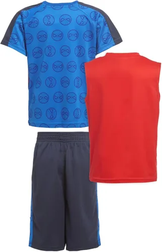 Vista 2 de Marvel Conjunto de camiseta de manga corta de superhéroe, Vengadores y Spider-Man para niños
