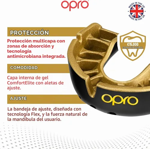 Vista 3 de OPRO Protector bucal Gold Level - Protector bucal moldeable con ajuste cómodo de primera calidad y protección multicapa para boxeo, artes marciales