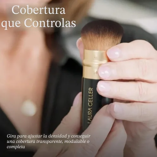 Vista 5 de LAURA GELLER NEW YORK - Brocha retráctil con mango de aluminio Kabuki, para todo el maquillaje facial y base para maquillaje facial líquido, crema