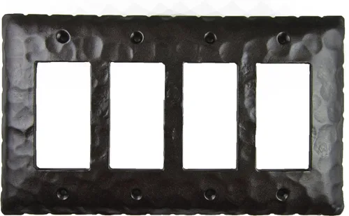 Vista 2 de Rustic Rancho - Cubierta de placa de interruptor Quad Decora de hierro forjado EPH145 (negro)