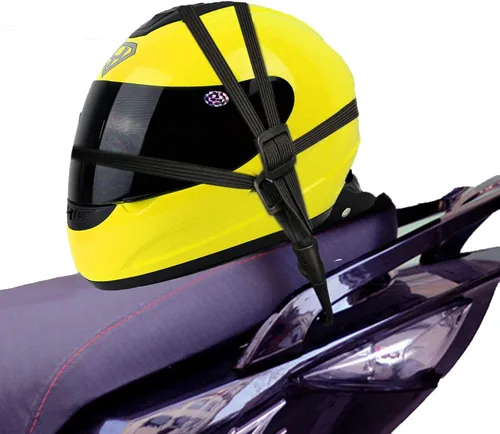 Vista 5 de Paquete de 2 cuerdas elásticas retráctiles para casco de motocicleta de 24 pulgadas, correa elástica retráctil con 2 ganchos (negro)