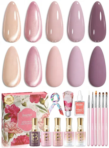 Vista 13 de Beetles - Kit de esmalte de uñas de gel con luz UV, 80 unidades, 55 colores Color Enchantment with Everything Base Top Coat Beginner Starter at