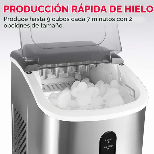 Vista 4 de Frigidaire Máquina para hacer hielo de acero inoxidable, resistente, hace 26 libras de hielo transparente por día, panel de control LED digital