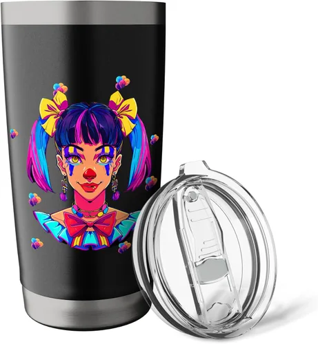 Vista 5 de Cute Streetwear synthwave 80s 90s retro anime girls clown Stainless Steel Insulated Tumbler