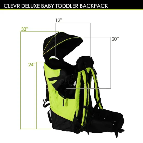 Vista 8 de ClevrPlus - Mochila portabebés para niños, con sombrilla y visera, hiking, Verde