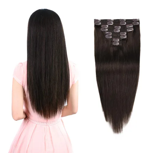 Vista 7 de Extensiones de cabello humano real con pinzas, 12 pulgadas, 2.89 oz, 8 piezas de extensiones de cabello Remy para mujer, color marrón medio