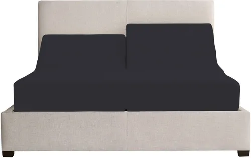 Vista 2 de OnlineBestDeal's Top Split - Juego de sábanas tamaño Queen para camas ajustables, media sábana de 18 pulgadas de profundidad, 28 pulgadas, 800 Negro