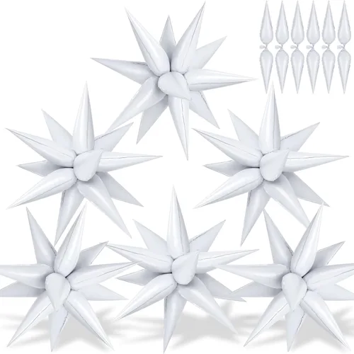 Vista 38 de 72 unidades de globos de estrella, grandes globos de cono de estrella metálicos de 26 pulgadas, globos de papel de aluminio de explosión colorida